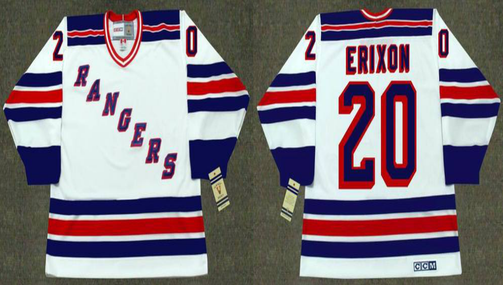 2019 Men New York Rangers 20 Erixon white CCM NHL jerseys